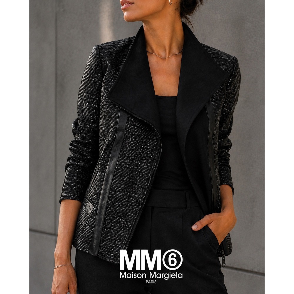 Marisa Minicucci Black Textured Asymmetrical Zip Moto Jacket Size 4 Canada